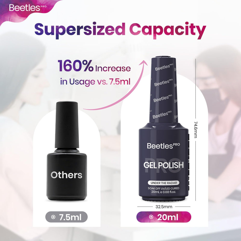 Beetles Pro UV/LED cure under lamp for quick, salon-grade shine.