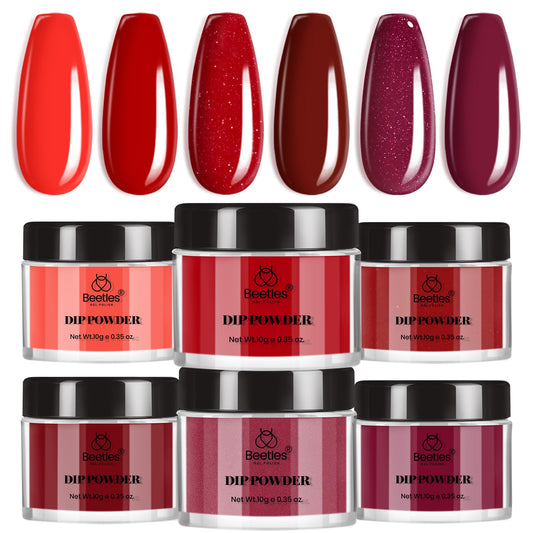 Beetles Red Dip Powder Kit bottle close-up shows rich color and glossy finish