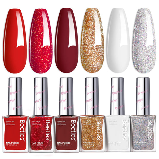 Beetles Gel Polish sparkle burgundy shade for festive nails with long-lasting color.