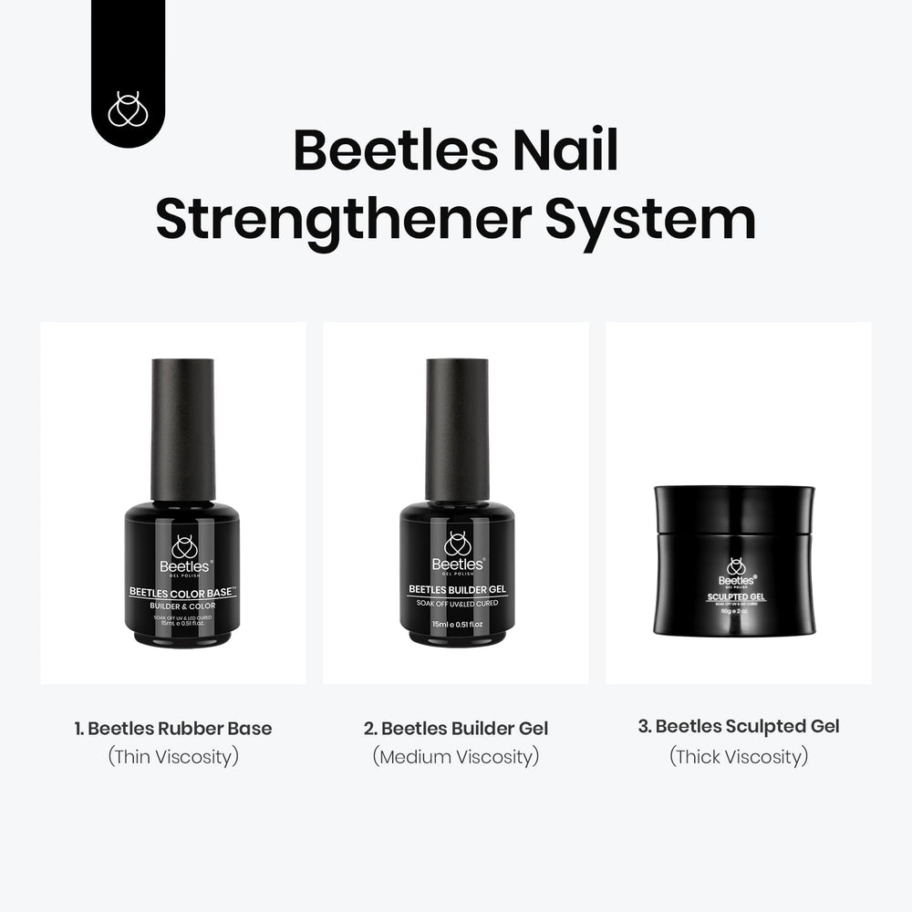 Beetles Rubber Base 15ml ridge-filling for smoother nails and prep.