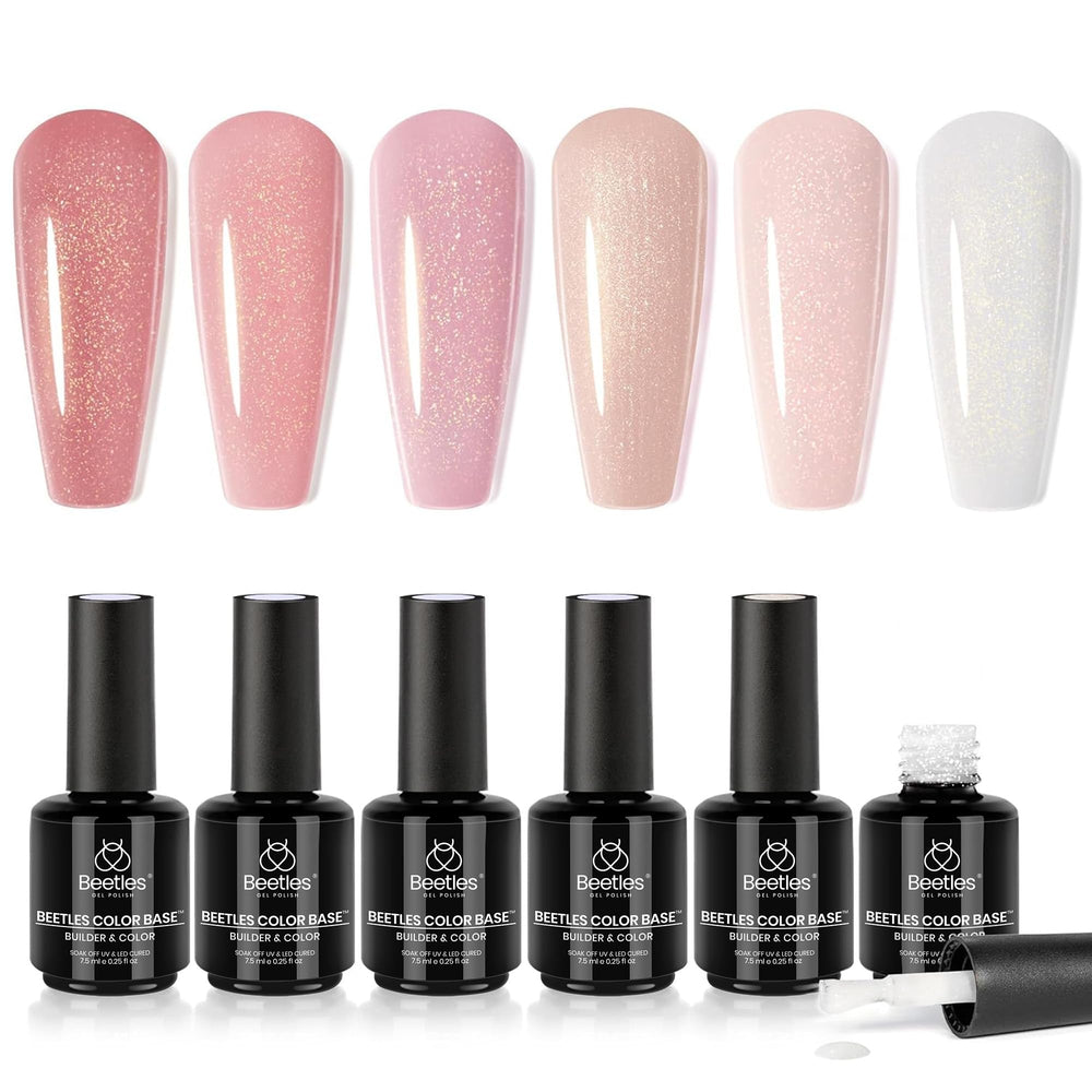 Beetles Rubber Base Gel bottle closeup showing a strong base coat for natural nails
