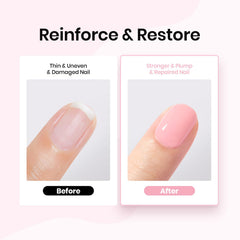 Beetles Rubber Base Gel nail-repair results highlight strengthening of vulnerable nails.
