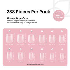Beetles short square nail tips in 12 sizes for precise DIY manicures.