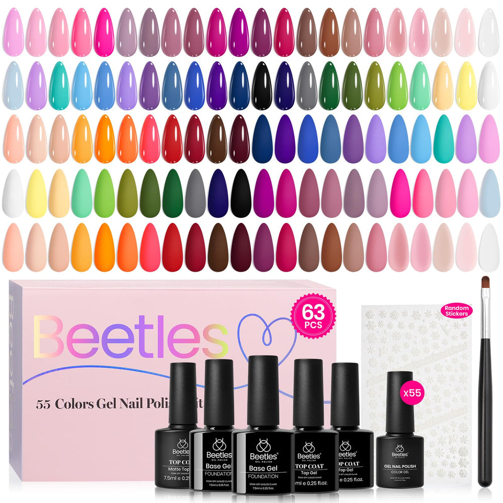 Beetles Spring Gel Nail Polish Set box with 55 colors for at-home manicures.