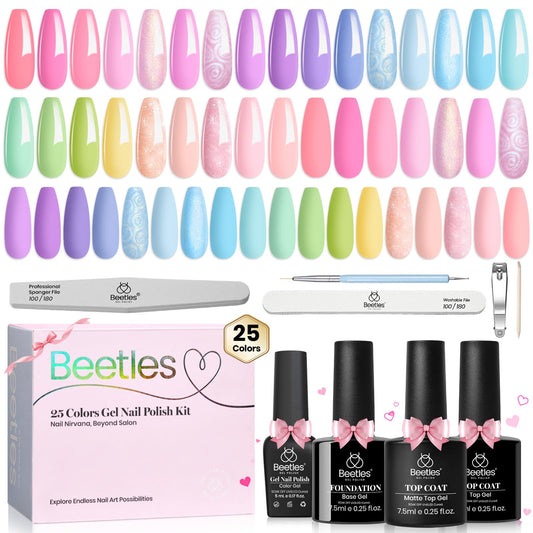 Beetles Rainbow Dreamscape swatches: 25 pastel and glitter shades for versatile nails