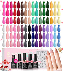 Beetles Spring Gel Polish Set swatches show 32 vibrant colors for creative nail art.