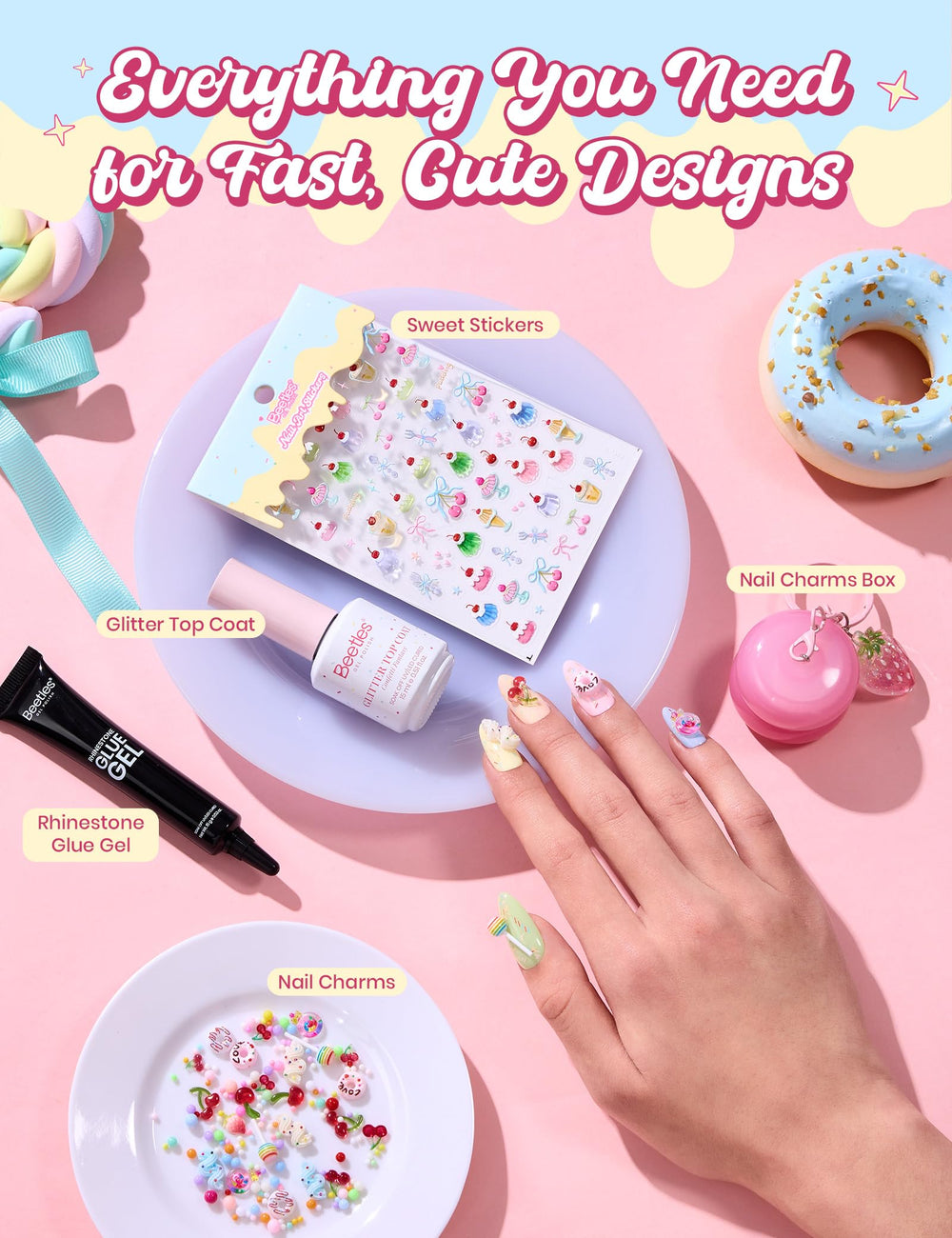 Beetles Taste of Spring press-on nails kit for quick manicures