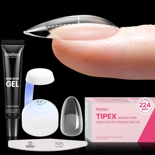 Beetles Tipex Instant Apex kit with oval short tips for strong extensions.
