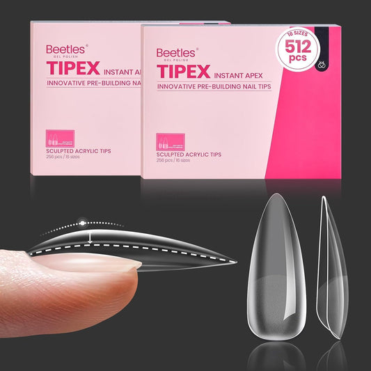 Beetles Tipex instant apex nail tips in stiletto shape for fast professional-looking extensions.