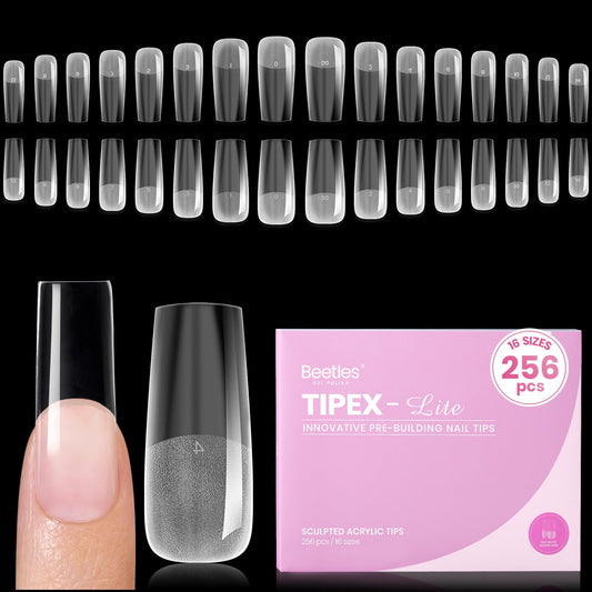 Beetles Tipex Lite Apex nail tips in square long shape for long-lasting sculpted nails.
