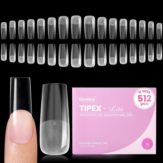 Beetles Tipex Lite Apex Nail Tips in square-long shape for natural, durable wear.