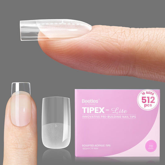 Beetles Tipex Lite apex nail tips with square short shape for a durable salon-ready look