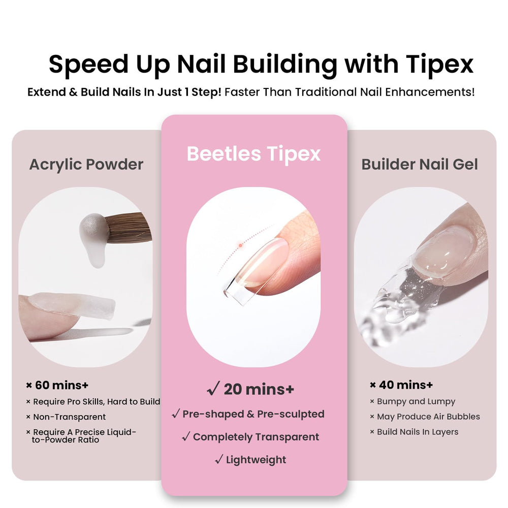 Beetles Tipex Lite press-on tips offering a professional finish