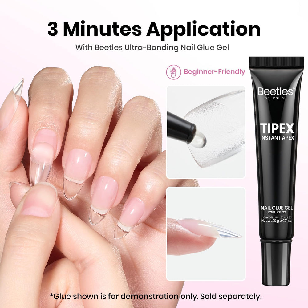 Beetles Tipex Lite pre-built tips provide salon-style results at home.