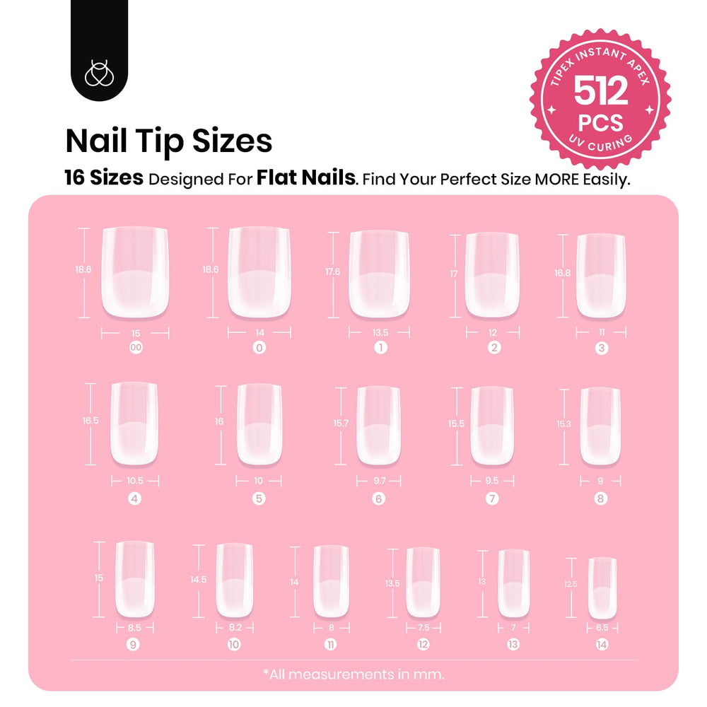 Beetles Tipex prebuilt apex nails showcase thicker tip for added strength.