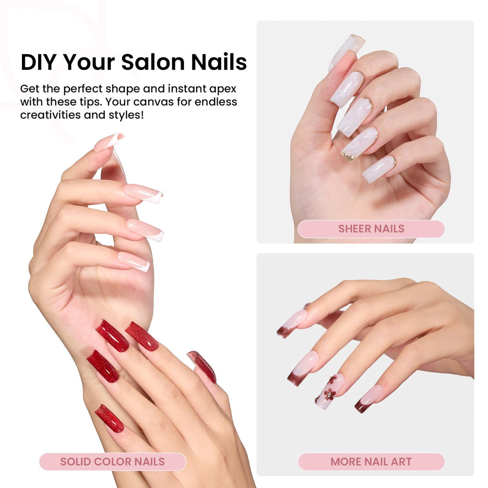 Beetles Tipex Prebuilt Etched Nail Tips in 16 sizes for precise, secure fitting.