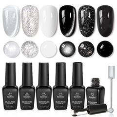 Beetles Twilight Gleam six-color gel polish packshot showing chic manicure potential