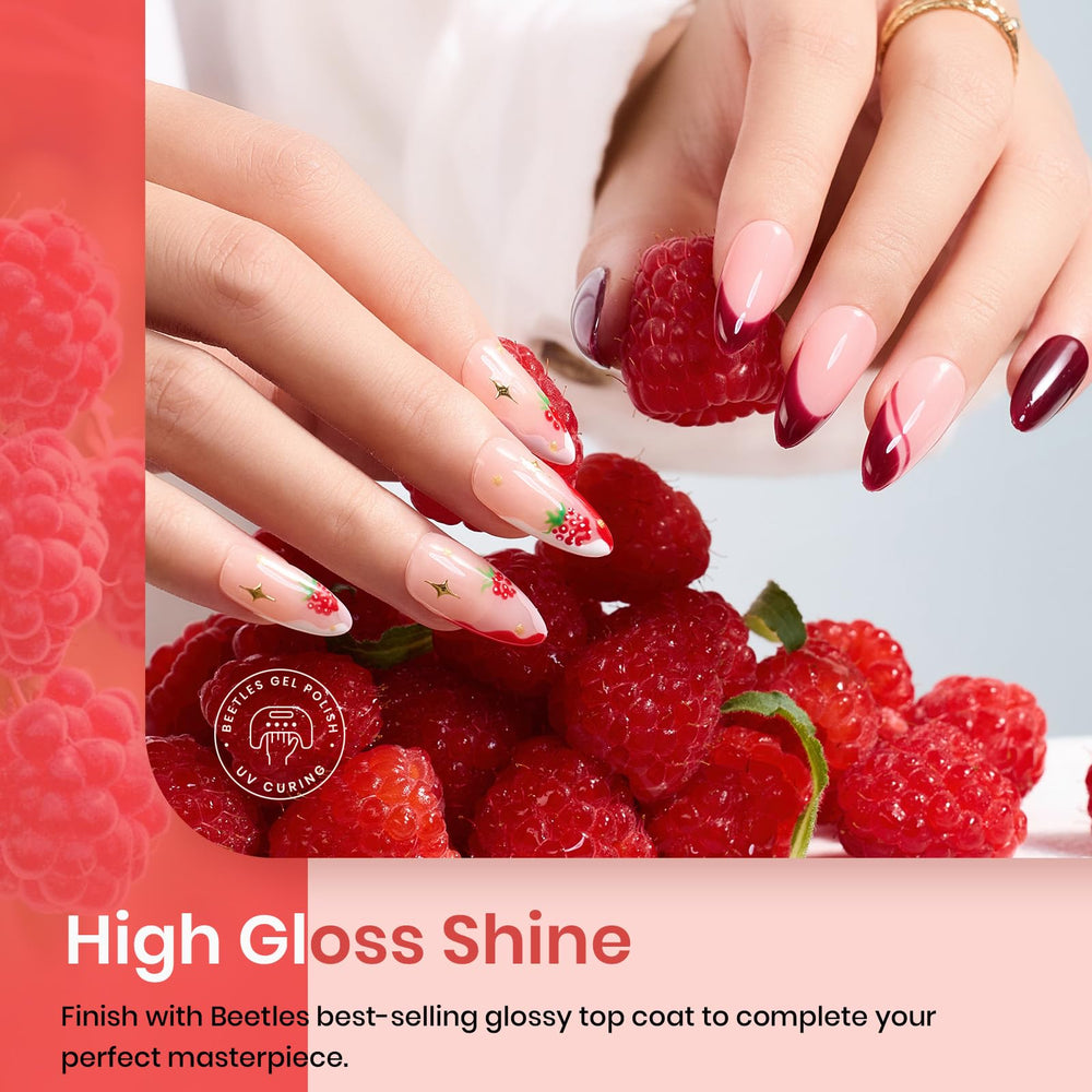 Beetles Valentines gel polish set Swatch board highlighting the color range.