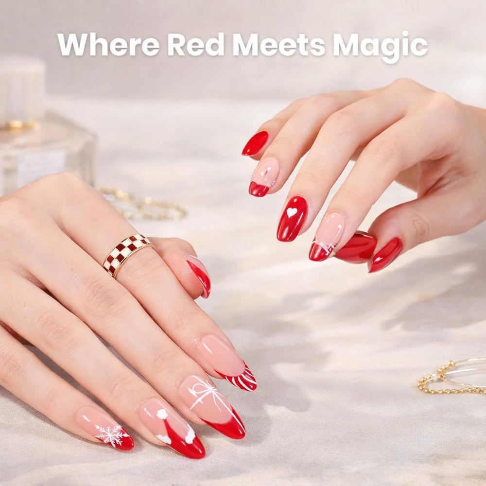 Beetles Valentines red glitter polish swatch with festive sparkle