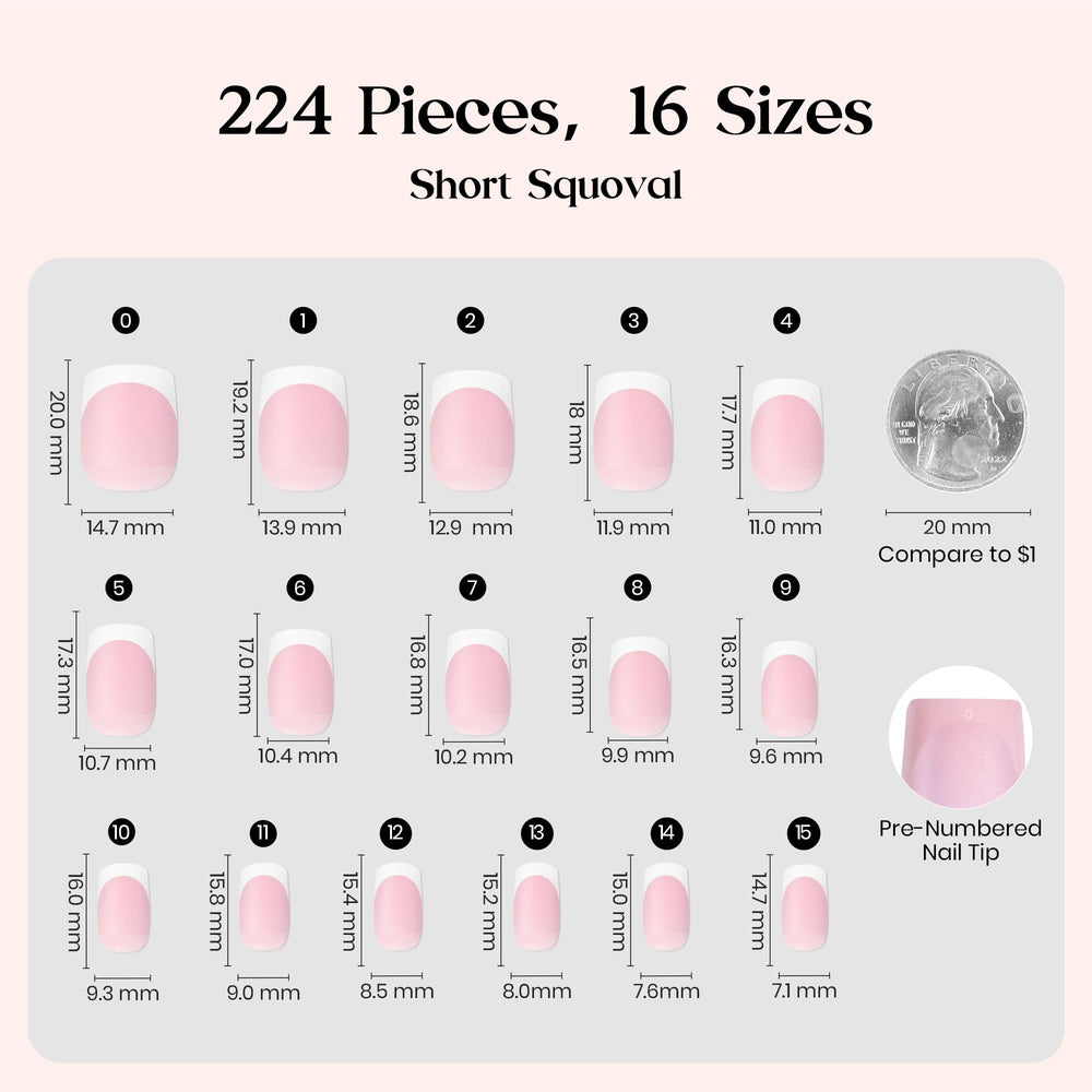 Beetles French tip nails arrive pre-designed for easy DIY applications.