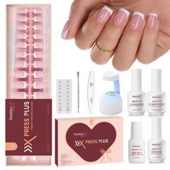 Beetles X Press Plus French tips short square nails for at‑home manicure