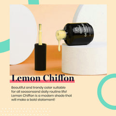 Beetles Yellow Gel Polish Lemon Chiffon nails close-up highlighting smooth application