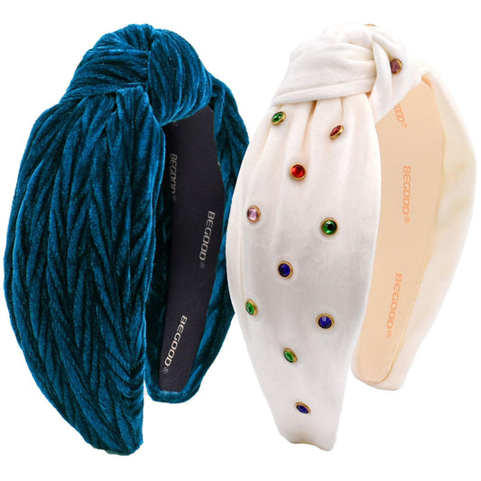 BEGOOD rhinestone-knotted-wide headband adds chic sparkle for any outfit.