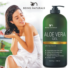Being Naturals Aloe Vera Gel bottle with cap for easy, mess-free application