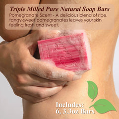 BELA Pomegranate Soap bar close-up showing rich lather and shea butter