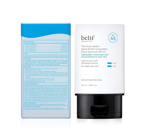 Belif Aqua Bomb no white-cast finish keeps skin looking natural.
