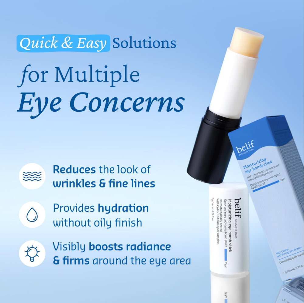 belif Eye Bomb Stick swatch shows creamy, fast-absorbing texture.