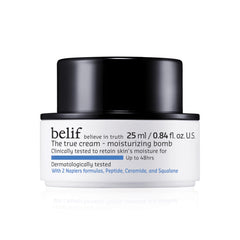 belif Moisturizing Bomb bottle close-up, milky hydration for daily use