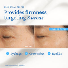 Belif Peptide Eye Bomb ingredient graphics highlighting peptides and ceramides for hydration support.