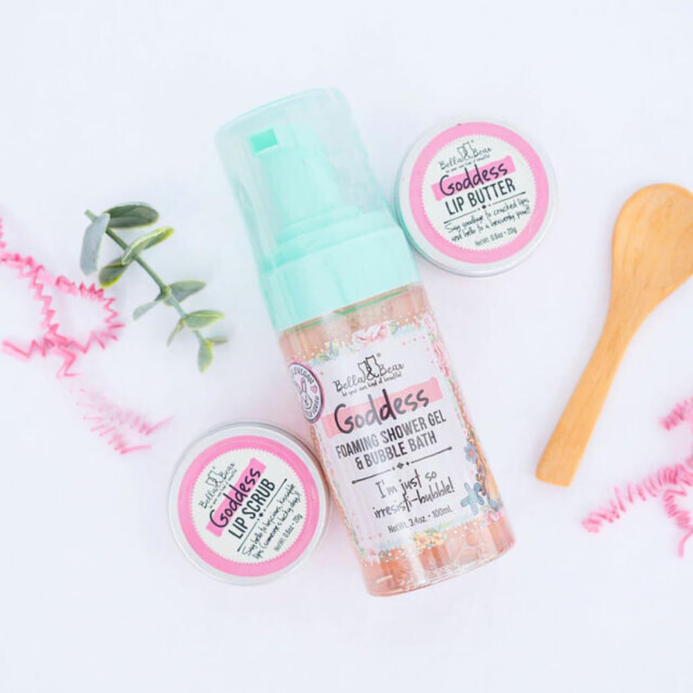 Bella and Bear Goddess lip scrub close up for exfoliating lips
