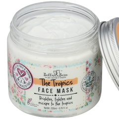Pineapple and mango ingredients in Bella & Bear Tropics mask for pore tightening