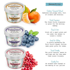 Scent flight image highlights Fizzy Clementine, Pink Peppercorn, and Blueberry Cobbler.