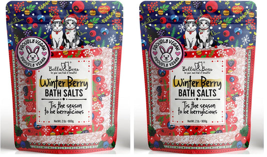 Bella & Bear Winter Berry Bath Salts packaging ready for gifting.