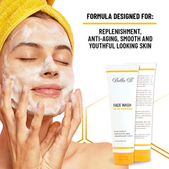 Bella B Face Wash moisture retention demonstration for hydrated skin