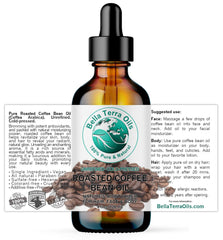 Bella Terra Oils aromatic coffee oil close-up, inviting scent and smoothing skin texture.