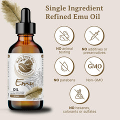 Emu Oil applied to skin demonstrates gentle hydration and quick absorption.