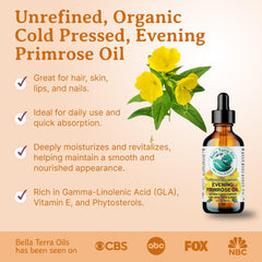 Bella Terra Oils label close-up showing organic, cold-pressed oil.