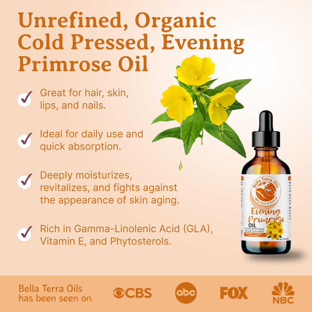 Bella Terra Oils Golden Primrose Oil Pour, soft texture for daily beauty rituals.