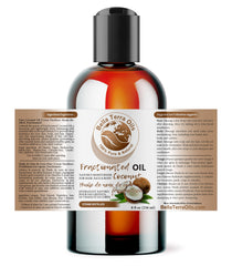 Bella Terra Oils coconut oil 8oz bottle closeup showing light texture