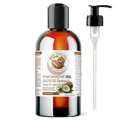 Bella Terra Oils Organic Fractionated Coconut Oil 8oz bottle pour for smooth skin hydration
