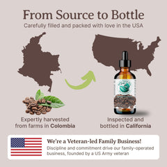 Bella Terra Oils roasted coffee oil bottle with dropper, ideal for nightly routine.