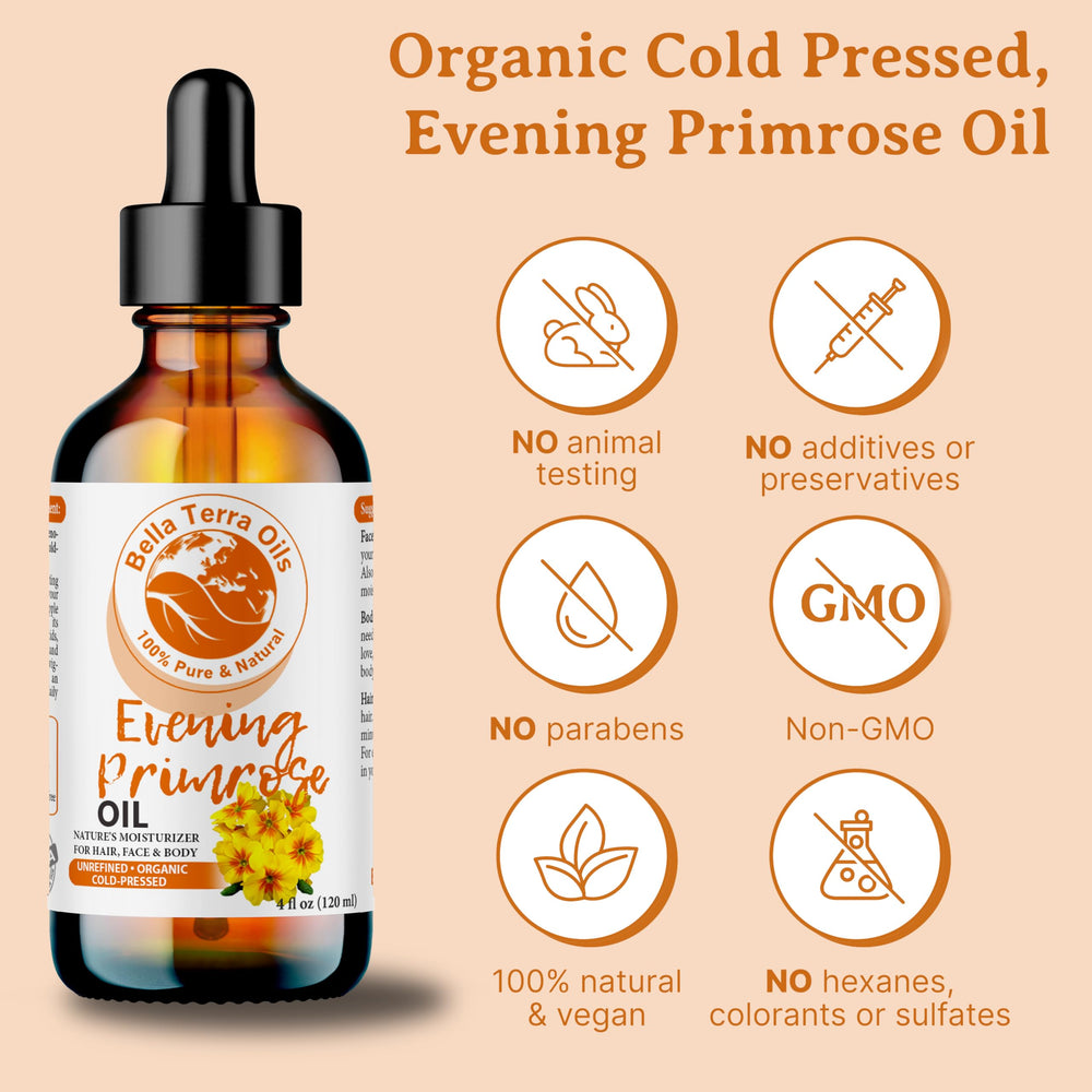 Bella Terra Oils Skin Nourishment Primrose Oil, supports gentle hydration and glow.