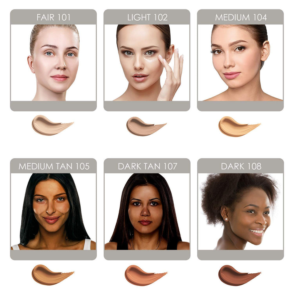Bellaterra BB Cream Light 102 matte finish on skin reduces shine for oil-free wear.