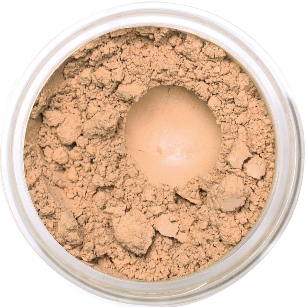 Bellaterra Cosmetics BellaTerra Mineral Foundation Nutmeg in compact jar, natural matte finish.