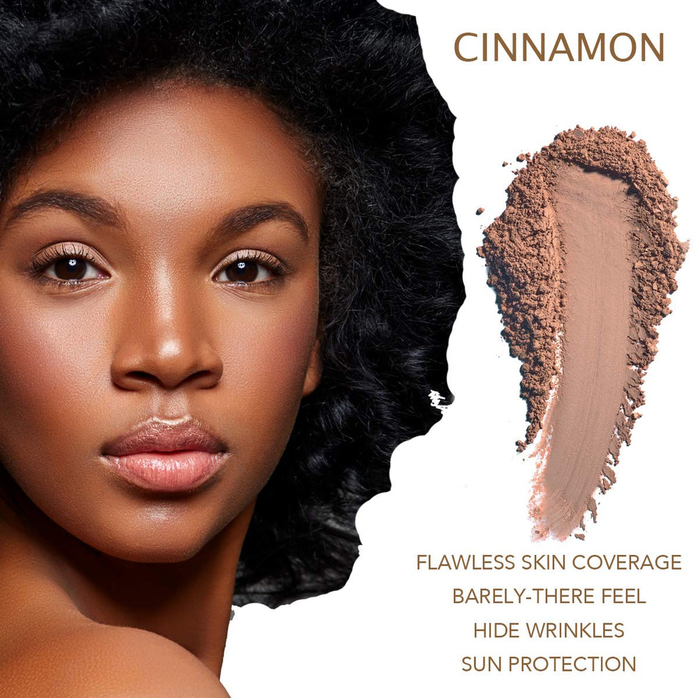 Bellaterra BellaTerra Cinnamon texture close-up highlights finely milled minerals for breathability.