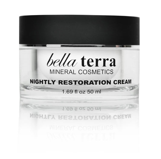 Bellaterra Cosmetics Nightly Restoration Cream bottle for overnight hydration and renewal